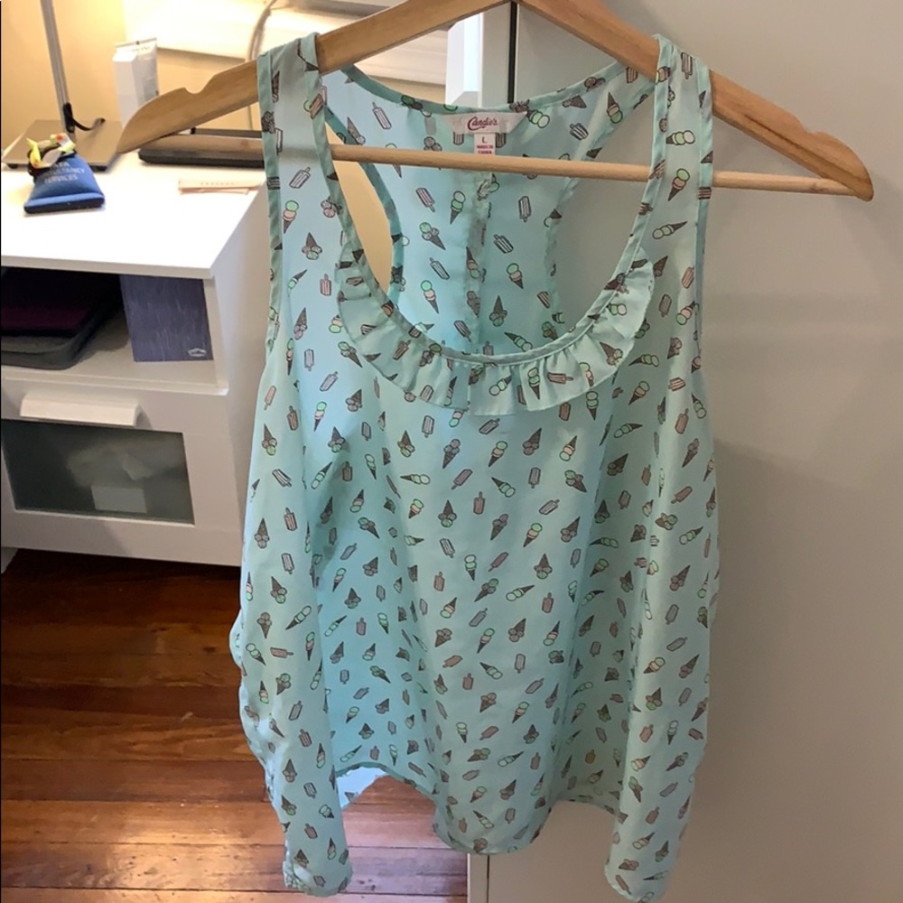 EUC Candie’s Ice Cream Blouse Top w/ Ruffles Large